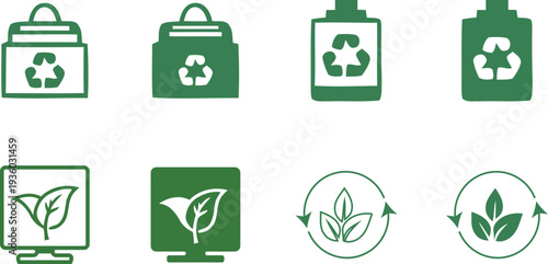 Eco friendly icons for recycling and sustainability