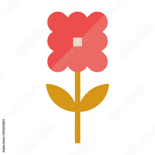 Iconic floral rosette motif with modern minimal geometry, flat botanical illustration for simple logo, label, or badge design.