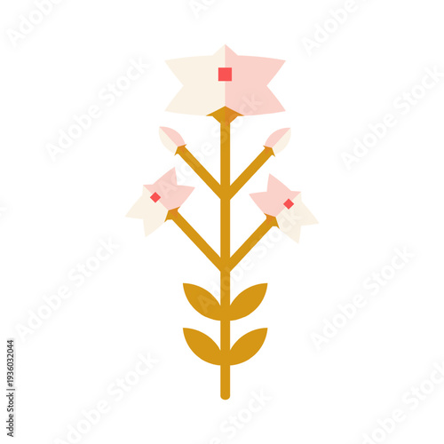 Freesia inspired flat floral symbol with geometric petals, iconic rosette motif and clean modern logo aesthetics.