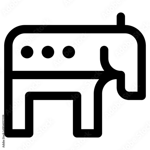 A clean and modern vector illustration featuring a stylized elephant icon with rounded lines and three dots. Perfect for logos, apps, websites, and educational materials.