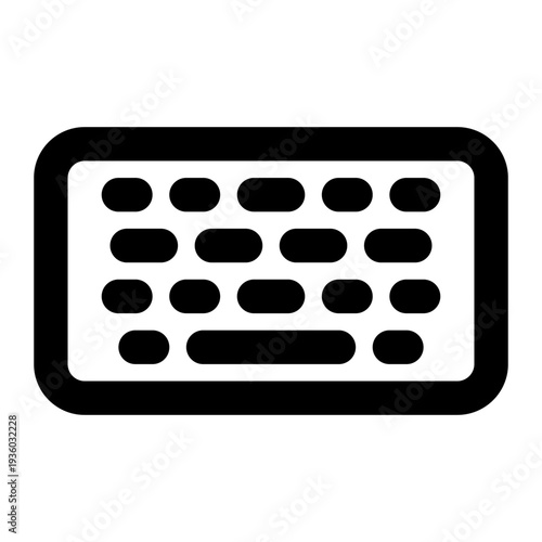 A sleek, flat vector icon of a computer keyboard, perfect for web design, applications, and tech illustrations.