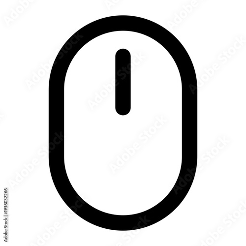 Simple black outline vector icon of a computer mouse featuring a prominent scroll wheel.