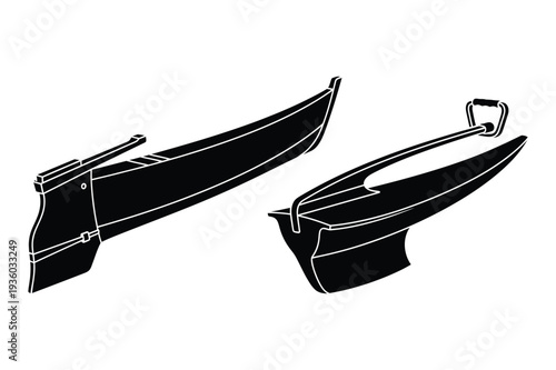 Canoe and Anchor Silhouettes