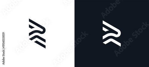 initial Letter R line art logo icon design. Vector symbol illustration template