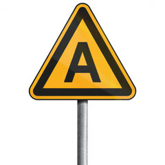 Yellow warning sign with black border and letter A