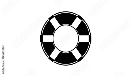 Black and white life preserver ring on a for safety and rescue concepts