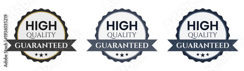 Premium blue and black high quality guaranteed badges with ribbons