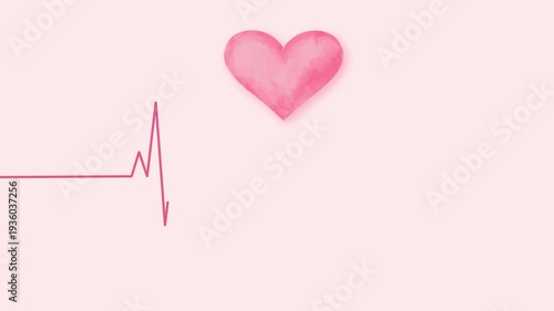 4K animation of pink pulse line heartbeat with heart. Medical visual blending health and love, for wellness content, Valentine's Day health, and modern fitness presentations. High quality footage