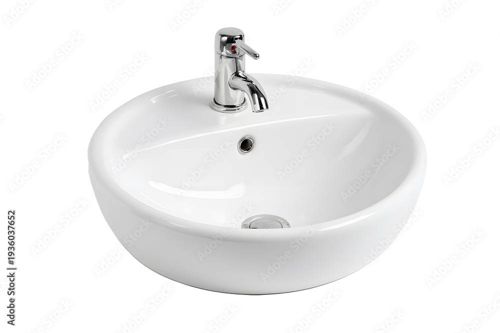 Fototapeta premium White bathroom sink with chrome faucet