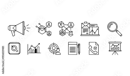 A set of business icons for marketing and communication strategies