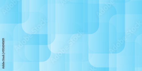 Abstract light blue background with transparent overlapping rounded squares and copy space