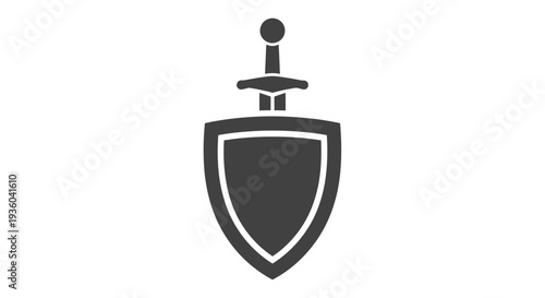 Illustration of a shield with a sword on a white background vector graphic