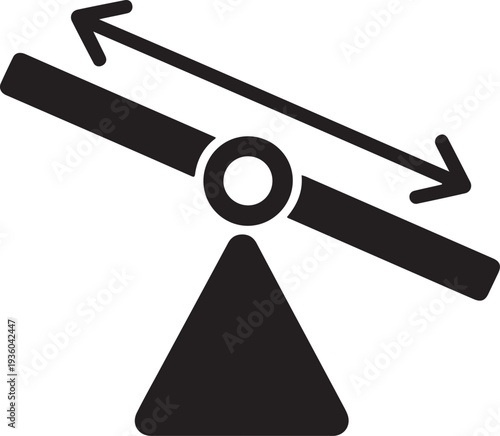 Seesaw Balance Icon – Playground Lever Silhouette Vector
