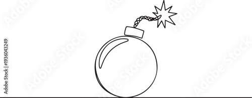 One continuous line of Bomb. Thin Line Illustration vector concept. one line art icon drawing vector