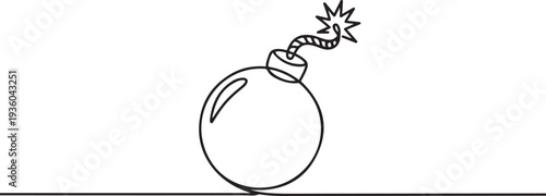 One continuous line of Bomb. Thin Line Illustration vector concept. one line art icon drawing vector