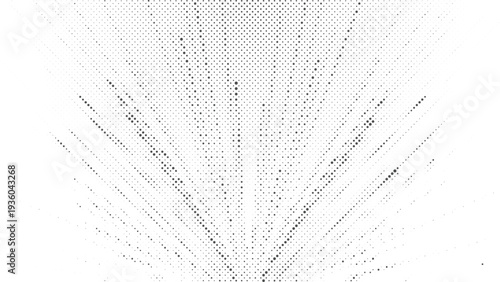 Radial halftone dot perspective vector background, abstract geometric particle burst forming futuristic depth pattern, ideal for technology branding, presentation covers, digital posters, marketing 