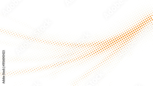Abstract orange halftone dotted wave vector background, flowing diagonal particle dot gradient pattern, modern graphic backdrop for website headers, marketing banners, presentation slides, 