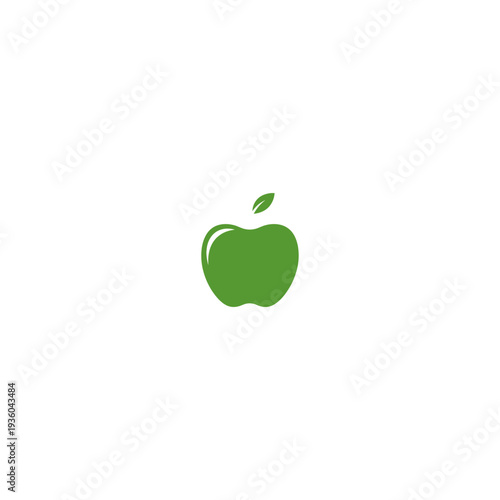 Green Apple with Leaf Vector Icon
