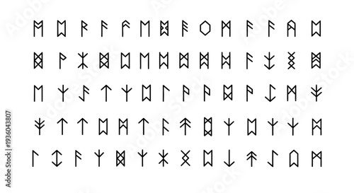 Ancient Runes Alphabet Set - Norse Symbols and Old Germanic Script