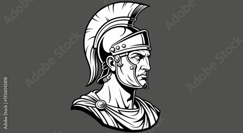 Ancient Roman soldier bust, warrior profile, historical hero, military leader illustration