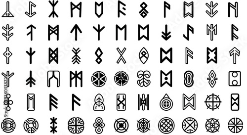 Ancient Runes Alphabet Symbols and Glyphs Collection