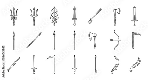 Ancient Weapons Collection: Swords, Spears, Axes, Bow, Trident, Scythe