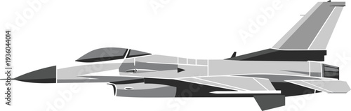 Minimal F-16 fighter jet flat vector modern military aircraft isolated on white