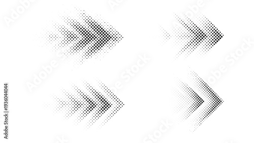 Photos Halftone arrow particle vector set, abstract geometric dotted arrows showing for