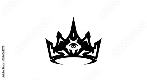 Black Crown with Eye Symbol, Royal Emblem, Vector Graphic