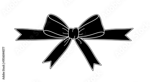 Black Ribbon Bow Silhouette