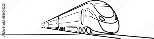 Train in single outline illustration. Continuous line art drawing of rail transportation. one line art icon drawing vector