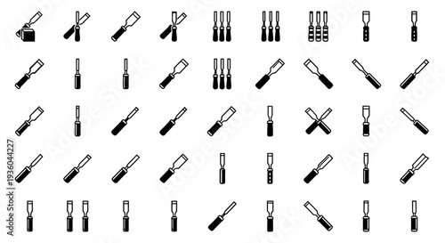 Chisel Icon Set: Woodworking Tools Collection