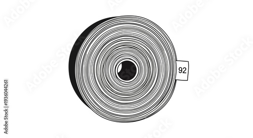 Circular coil of wire with a shadow and tag