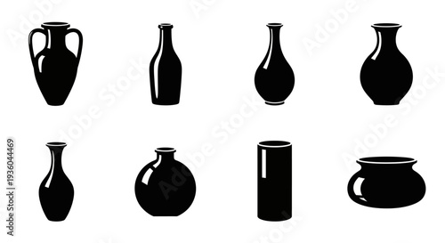 Collection of Ceramic Vases and Pottery Silhouettes