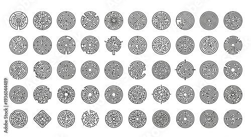 Collection of Circular Mazes and Labyrinths