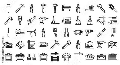 Collection of Hand Tools and DIY Icons
