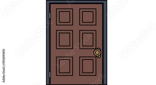 Brown Wooden Door Illustration.
