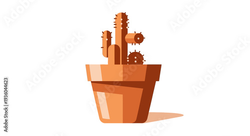 Cactus in Pot Illustration.