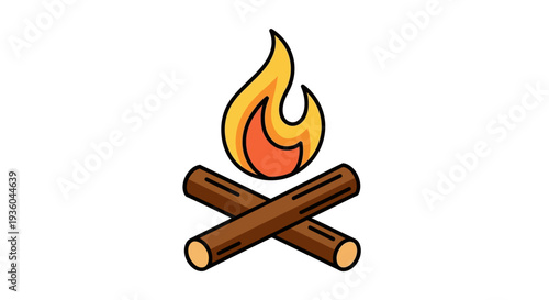 Campfire Illustration with Flames.