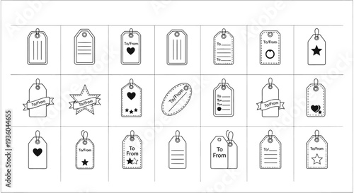 Collection of Hand-Drawn Gift Tags with Various Designs