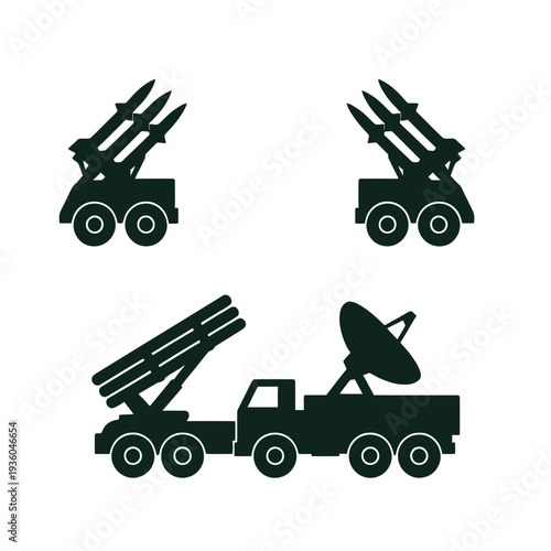 Military vehicle with missile and satellite launchers vehicles missile launcher trucks
