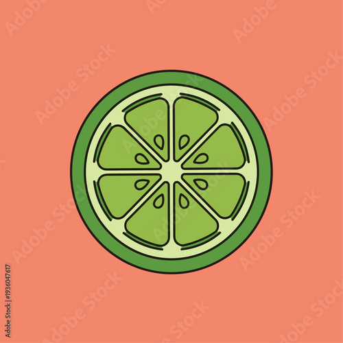 Lime Slice Illustration Green Fruit.