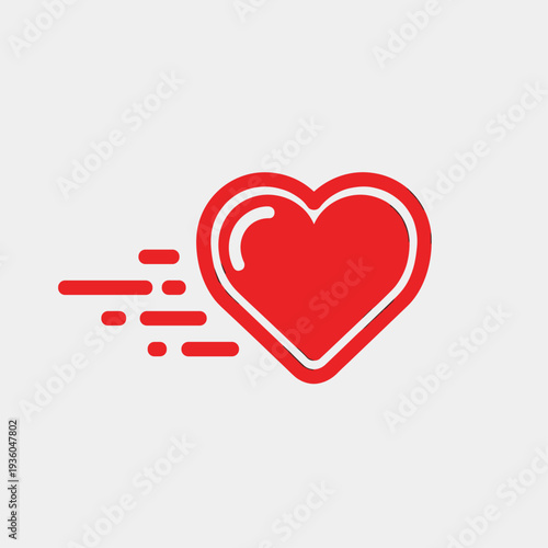 Red Heart Icon with Motion Lines.