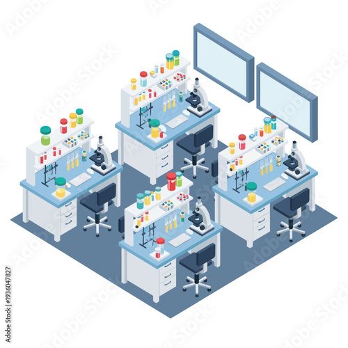 Laboratory Equipment and Workstations in Modern Lab.