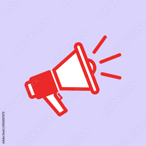 Red Megaphone Icon Loudspeaker Illustration.