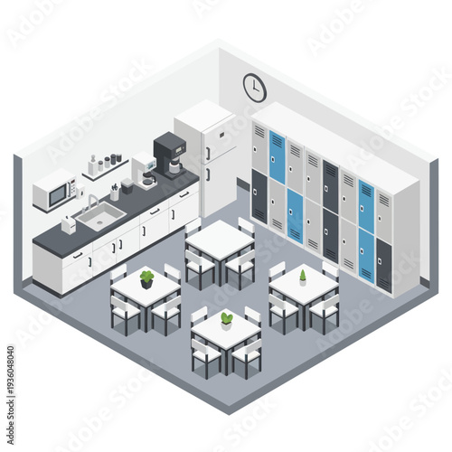 Modern Office Kitchen and Dining Area.