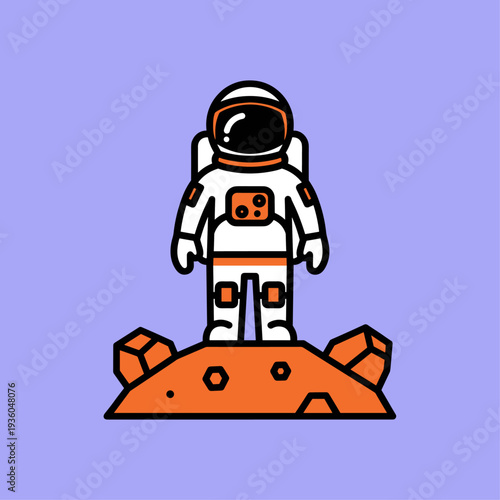 Astronaut Standing on Planet Surface Illustration.