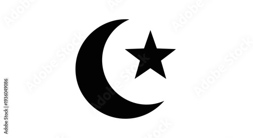 Crescent Moon with Star Symbol Illustration 8.