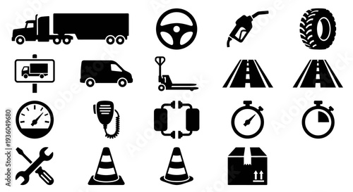 Solid black icons for aviation and airports. Airplane, travel gear, and airport infrastructure collection. Vector illustration for flight booking, air transport, and global travel concepts. Black and 