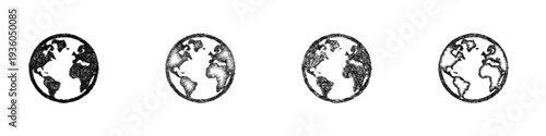 Sketch planet earth icon design set